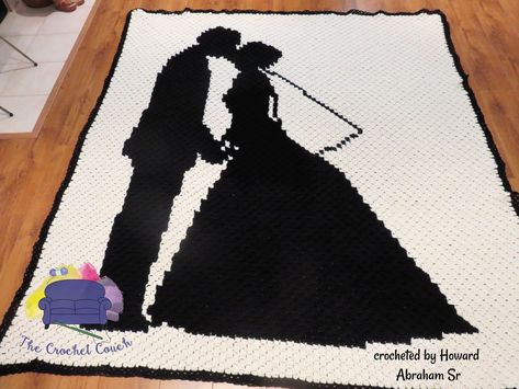 Wedding Couple Afghan, C2C Crochet Pattern, Written Row Counts, C2C Graphs, Corner to Corner, Crochet Pattern, C2C Graph Crochet Wedding Gift, Wedding Crochet Patterns, Corner To Corner Crochet Pattern, Crochet Pattern Written, C2c Crochet Pattern, C2c Graph, Bobble Stitch Crochet, Corner Crochet, Black And White Words