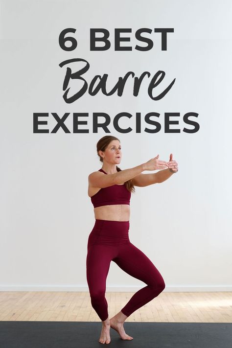 This 15-Minute Barre Workout was created to bring the boutique Physique 57 and Pure Barre class experience to your home. You don't even need a ballet barre (although you can always add a countertop or a chair to assist with balance if needed)! Think barre meets pilates, yoga sculpt and strength training all in one full body workout. A quick and effective barre workout that hits the legs, thighs, glutes, arms, shoulders, back, triceps, core and abs -- all in JUST 15 minutes! Pure Barre Workout, Barre Moves, Barre Workout Video, Barre Exercises At Home, Barre Exercises, Cardio Barre, Nourish Move Love, Barre Fitness, Yoga Sculpt