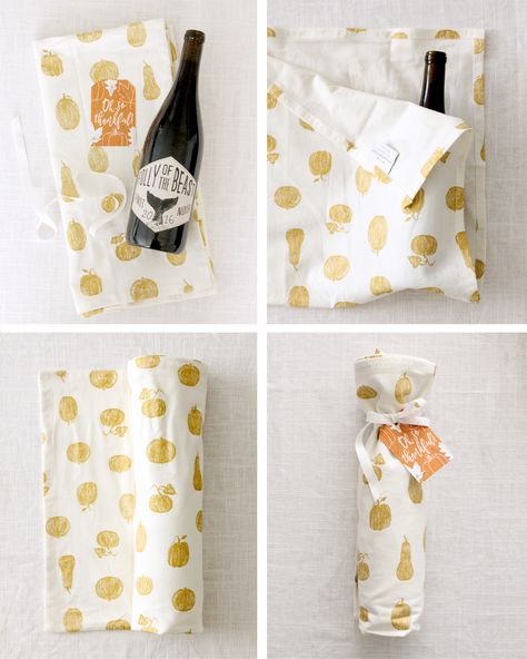 2-in-1 Hostess Gifts Using a Tea Towel for Wrapping - Tonality Designs Gift Topper Ideas, Small Gift Wrapping, Diy Hostess Gifts, Diy Birthday Gifts For Him, Wine Wrap, Homemade Gifts For Boyfriend, Shower Hostess Gifts, Wrapped Wine Bottles, Boyfriend Gift Basket