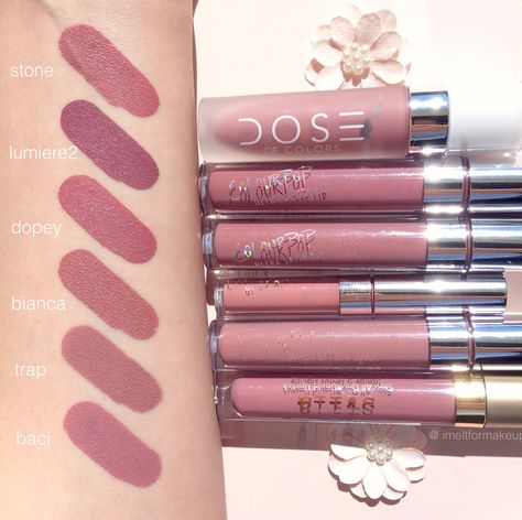 Dose of Colors Stone Liquid Lipstick Dupes Liquid Lipstick Swatches, Mascara Hacks, Happy April, Lipstick Kit, Batons Matte, Colors Shades, Dose Of Colors, Lipstick Swatches, Makeup Swatches