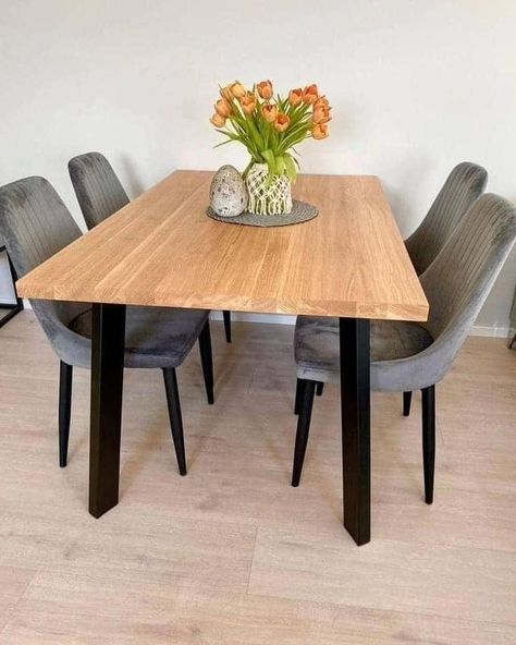 4 seater dining tables available DM to order #namaslayproducts Dinning Set 4 Chairs, Simple Kitchen Table Decor, Living Modernos, Simple Dining Table Centerpiece, Kitchen Table Decor Centerpiece, Fine Dining Table Setting, 4 Seater Dining Table, Simple Dining Table, Dining Room Updates