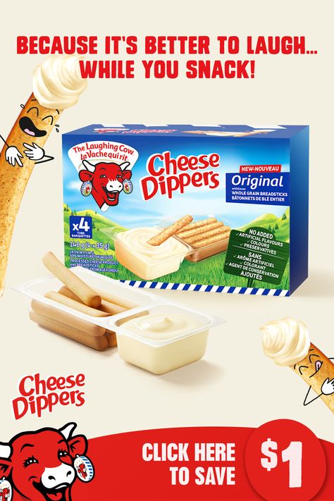 Cheese Dippers, The Laughing Cow, Becoming A Chef, Smart Snacks, Laughing Cow, Parents Love, Packed Lunch, Low Sodium Recipes, Lunch Recipes Healthy