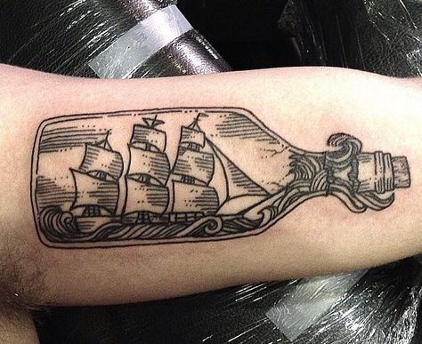 Explore eastrivertattoo photos on Flickr. eastrivertattoo has uploaded 595 photos to Flickr. Ship In A Bottle Tattoo, In A Bottle Tattoo, Ship In Bottle, Ship In A Bottle, Bottle Tattoo, Tattoo Old School, Nautical Tattoo, Octopus Tattoo, Trendy Tattoo