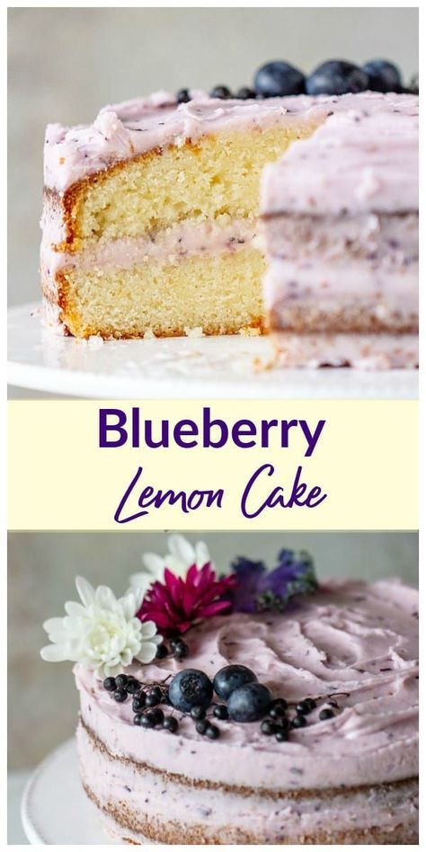 Lemon Blueberry Layer Cake, Blueberry Cream Cheese Frosting, Blueberry Layer Cake, Cake Blueberry, Lemon Blueberry Cake, Lemon Layer Cakes, Brunch Cake, Blueberry Lemon Cake, Lemon Benefits