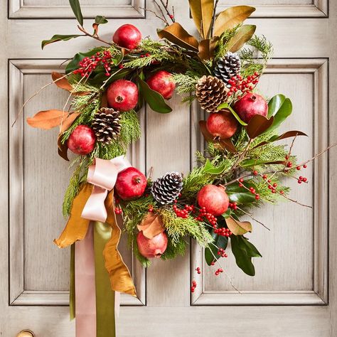 Southern Living, Holiday Wreaths, Wreaths For Front Door, Winter Holidays, Winter Christmas, Natural Wonders, Door Wreaths, Pomegranate, Christmas Wreaths