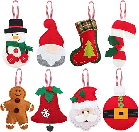 AmazonSmile: WILLBOND 8 Pieces 3D Christmas Tree Felt Ornaments Christmas Santa Clause Snowman Reindeer Bear Candy Cane, Christmas Stocking, Gnome Felt Toys Decoration for Christmas Tree Party: Home & Kitchen Decor For Christmas Tree, Christmas Tree Felt, 3d Christmas Tree, Felt Crafts Christmas, Buy Christmas Tree, Felt Tree, Decor For Christmas, Reindeer Decorations, Candy Cane Christmas