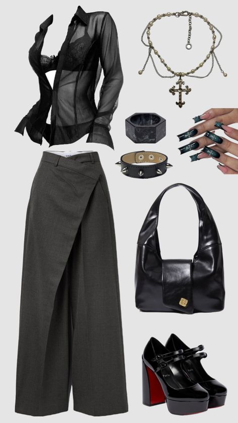 #corpgoth #gothaesthetic #fashion #blackoutfitinspo Elegant Punk Outfits, Business Goth, Everyday Goth Outfits, Corp Goth, Everyday Goth, Modern Vampires, Dark Academia Outfit, Goth Glam, Goth Aesthetic