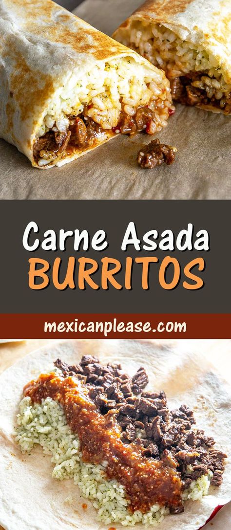 California Burrito Recipe Carne Asada, Carne Asada Wet Burrito Recipe, Authentic Burritos Mexican Style, Carne Asada Breakfast, Recipes Using Carne Asada Meat, Asian Burrito, Make Ahead Meals Dinner, Leftover Carne Asada, Carne Asada Marinade Easy