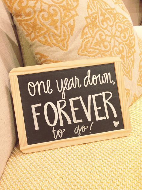 1st anniversary chalkboard by Lauren Heim. 1 Year Anniversary Boyfriend, Anniversary Chalkboard, Anniversary Boyfriend, 1 Year Anniversary Gifts, Girlfriend Anniversary, Anniversary Pictures, Diy Anniversary, 1st Wedding Anniversary, First Wedding Anniversary