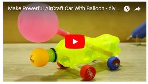 Baloon Diy, Homemade Kids Toys, Ballon Diy, Balloon Powered Car, Diy Toys Car, Balloon Car, Amazing Science Experiments, Balloon Cars, Plastic Bottle Caps