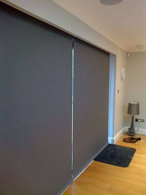 Motorized roller shades aren't just for small or average-sized windows! Blinds For Bifold Doors, Security Mailbox, Cortina Roller, Bifold Door, Motorized Shades, Sliding Door Blinds, Door Blinds, Blinds Design, Wallpaper Interior Design