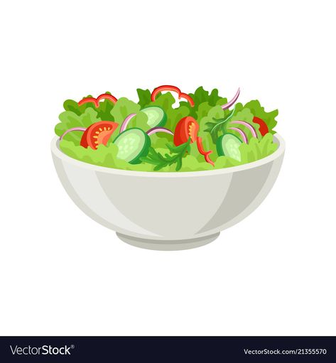 Salad Bowl Illustration, Healthy Food Drawing, Salad Images, Salad Clipart, Healthy Food Clipart, Salad Illustration, Salad Drawing, Healthy Food Vegetarian, Fresh Vegetable Salad