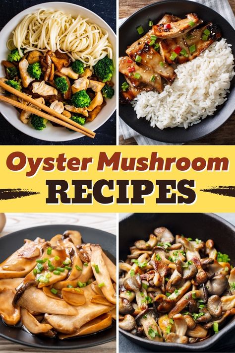 These oyster mushroom recipes are easy, healthy, and so tasty! From paella to stir-fry to polenta, you can't go wrong with these yummy dishes. Oyster Mushroom Recipes, Fried Oyster Mushroom Recipe, Oyster Mushroom Recipe, Cooked Oysters, Turkey Cutlets, Mushroom Recipe, Yummy Dishes, Fried Oysters, Oyster Mushroom