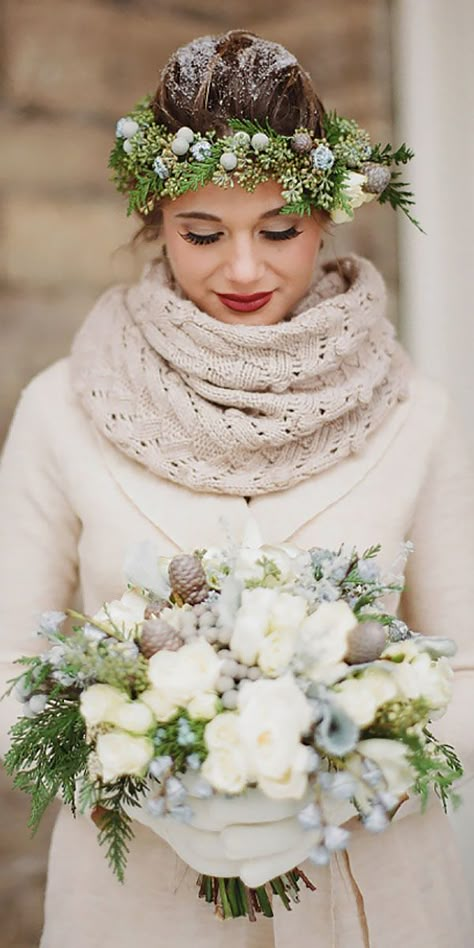 18 Winter Wedding Dresses & Outfits ❤ See more: http://www.weddingforward.com/winter-wedding-dresses-outfits/ #weddings #dress Winter Wedding Trends, Winter Wedding Planning, Rustic Winter Wedding, Wedding Dress Outfit, Flowers In Her Hair, Bolero Wedding, Winter Bride, Winter Wedding Inspiration, Winter Wonderland Wedding