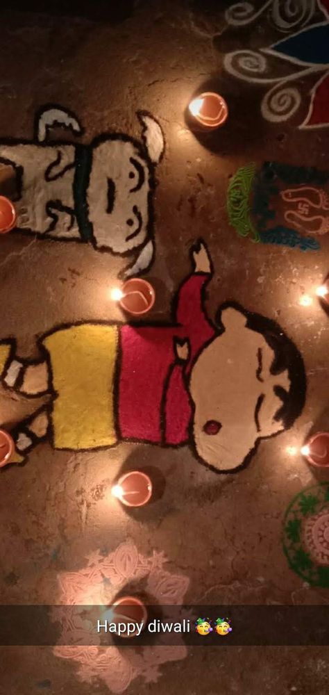 Shinchan Rangoli, Rangoli For Diwali, Happy Diwali, Diwali, Arabic Calligraphy, Quick Saves, Art