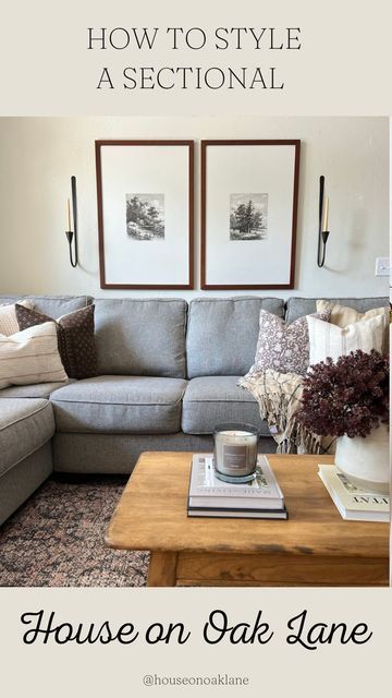 Styling A Grey Sectional, Pillows On L Shaped Sectional, Style Grey Sectional, Gray Sectional With Accent Pillows, Styling Living Room With Sectional, Gray Sectional Styling, Throw Pillow Grey Sectional, Pillow Styling Sectional Sofa, Sectional Sofa Styling