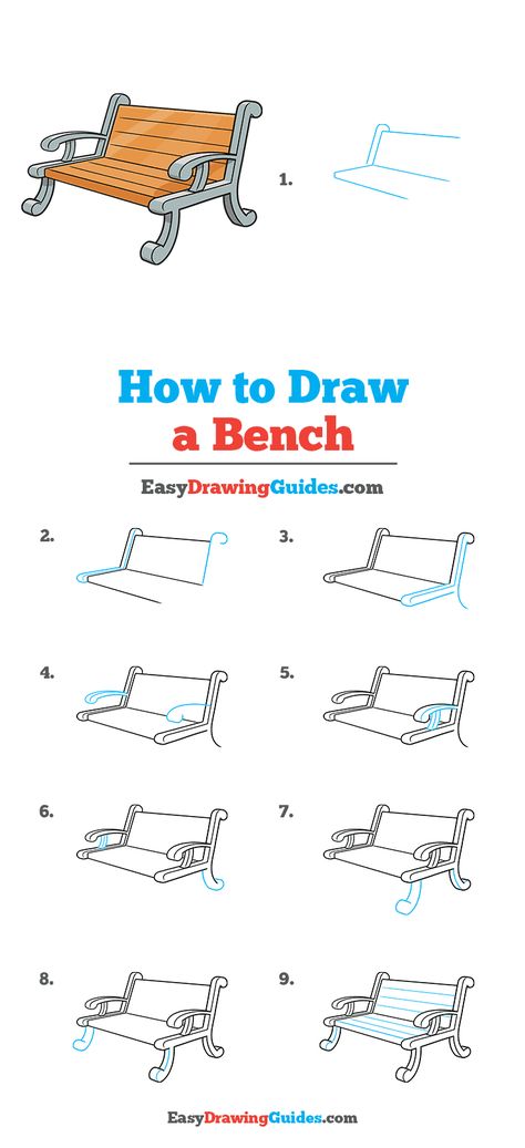 How to Draw a Bench Step by Step Tutorial Image How To Draw A Porch, How To Draw A Bench Step By Step, Tree Drawing Tutorial Step By Step, Step By Step Banner Drawing, How To Draw A Bridge, Bench Doodle, How To Draw A City Step By Step, Sketch Tutorial Step By Step, How To Draw Objects