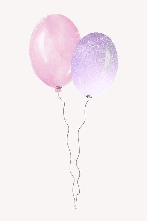 Heart Balloon Aesthetic, Balloon Aesthetic, Birthday Balloons Clipart, Cute Balloons, Balloon Drawing, Balloon Watercolor, Fairy Watercolor, Watercolor Balloons, Balloon Logo