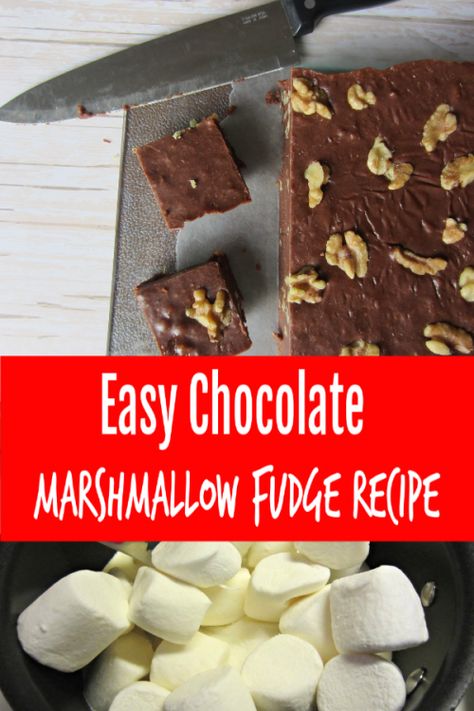 Easy Fudge With Marshmallows, Easy Marshmallow Fudge, Fantasy Fudge With Marshmallows, Chocolate Fudge With Marshmallows, Fudge Recipes Using Marshmallows, Easy Fudge Recipe With Marshmallows, Marshmallow Chocolate Fudge Recipe, Desserts Made With Marshmallows, Recipes With Marshmallows Easy