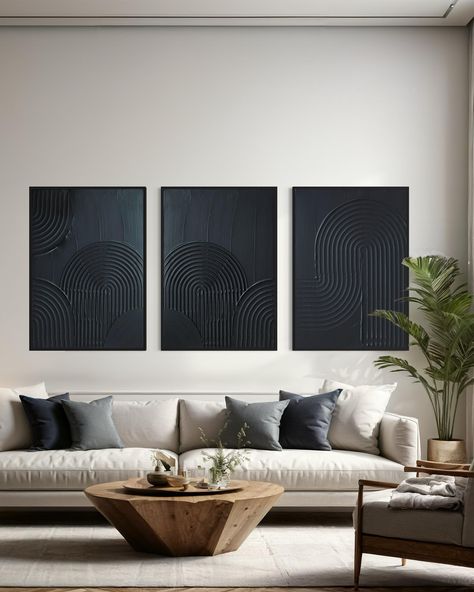 ZEN ARCH I Set of 3 Black Wall Art Modern Textured Art Plaster Art 3 Piece 3D Art Minimalist Original Artwork, Wabi Sabi Canvas Painting - Etsy Modern Textured Art, Art Plaster, Paintings Modern, Contemporary Arts, Modern Interior Decor, Circle Wall Art, Paintings Abstract, Black Wall Art, Plaster Art