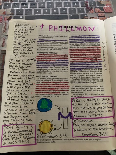 Philemon Bible Study, Philemon Bible Journaling, Bible Annotations, Bible Study James, Bible Highlights, Bible Projects, Bible Journal Notebooks, Bible Things, Journal Notes