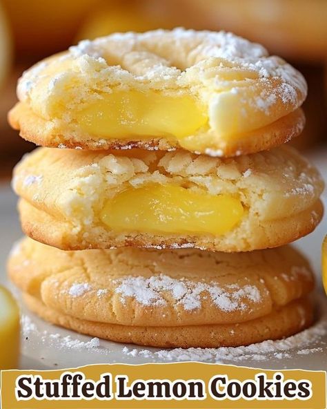 Stuffed Lemon Cookies Recipe, Lemon Filled Cookies, Stuffed Lemon Cookies, One Little Project, Dessert Cravings, Christmas Cookie Recipes Holiday, Lemon Cookies Recipes, Cookie Base, Citrus Recipes