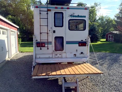 Truck Camper Remodel, Truck Camper Ideas, Cabover Camper, Best Truck Camper, Camper Steps, Camper Mods, Slide In Truck Campers, Pop Up Truck Campers, Camper Remodeling