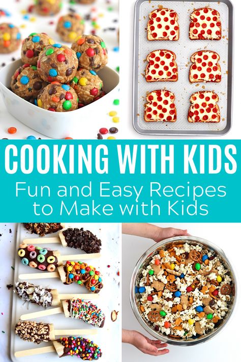 Cooking with kids is a great experience for both you and your child.  Make memories in the kitchen together with these fun recipes to make with kids! #recipesforkids #cookingwithkids Food To Make With Toddlers, Food Ideas For Preschoolers, Cooking Ideas For Preschoolers, Baking For Preschoolers, Preschool Baking Recipes, School Cooking Activities, Recipes To Make With Toddlers, Kid Friendly Cooking Projects, Cooking Camp For Kids