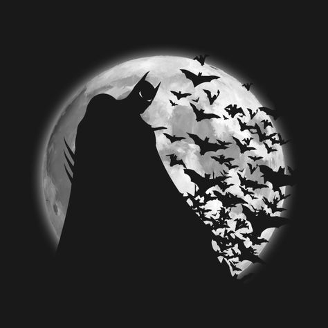 Check out this awesome 'Shadow+Under+the+Moon' design on @TeePublic! #batman #illustration #darknight #ad Batman Tattoo Sleeve, Batman Art Drawing, Batman Drawing, Batman Tattoo, Batman Pictures, Dc Comics Wallpaper, Batman Poster, Batman Artwork, Batman Wallpaper