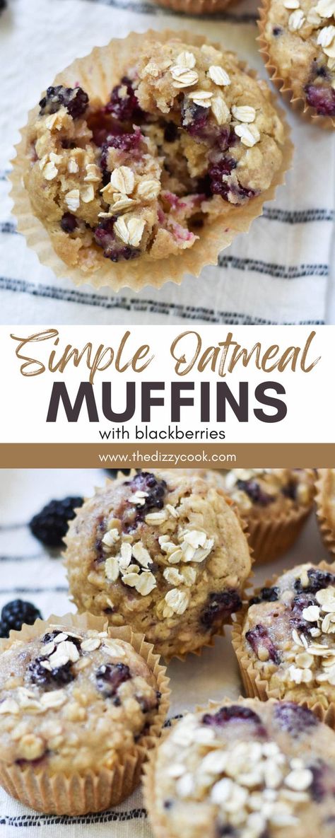 I love these Simple Oatmeal Muffins with Blackberries. My oatmeal muffins contain whole rolled oats, apple sauce, and fresh blackberries. This blackberry oatmeal muffin recipe takes 20 minutes to cook and makes about 12 servings. Enjoy these gluten-free muffins for breakfast or an afternoon snack! No matter when you eat them, you’ll love them!