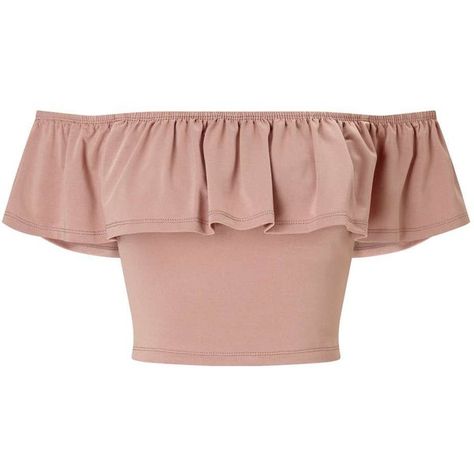 Miss Selfridge Nude Slinky Bardot Crop Top ($32) ❤ liked on Polyvore featuring tops, crop tops, shirts, blusas, peach, ruffle top, flutter crop top, frill crop top, ruffle crop top and cropped shirts Nude Shirt, Frilly Shirt, Peach Crop Top, Shirts Crop Tops, Bardot Crop Top, Peach Shirt, Shirts Crop, Stil Boho, Frill Tops