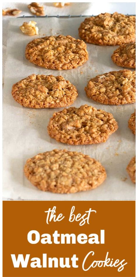 These are the easiest, most delicious, one-bowl oatmeal walnut cookies ever. Super versatile, they can be frozen and baked to order! #oatmeal #cookies #recipe #walnut #baking Oatmeal Walnut Cookies, Cookies Walnut, Walnut Cookie Recipes, Best Oatmeal Cookies, Walnut Recipes, Easy Oatmeal, Walnut Cookies, Cookies Easy, Lost 100 Pounds