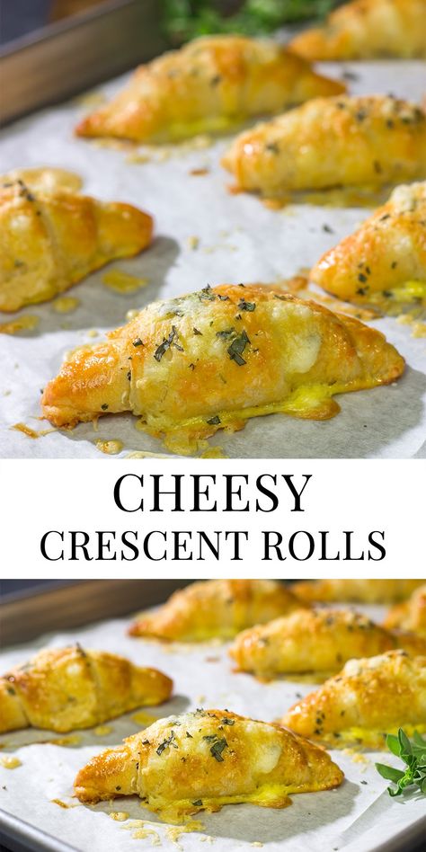 Cheesy Crescent Rolls | Flaky, cheesy rolls - ready in just 20 minutes! Cheesy Crescent Roll Recipes, Cheesy Crescent Rolls, Pillsbury Crescent Recipes, Bread And Chocolate, Pillsbury Crescent Roll Recipes, Crescent Roll Recipes Dinner, Making Banana Bread, Cheesy Rolls, Recipes Using Crescent Rolls