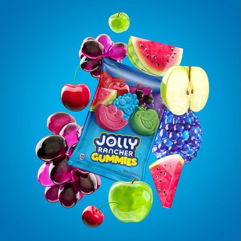 LITTLE BIG BRANDS | Check out Jolly Rancher’s fresh new look! In partnership with Little Big Brands, the iconic candy brand has revamped its design,... | Instagram Glass Fruit, Jolly Rancher, Candy Brands, Jelly, Color Palette, Candy, Branding, Packaging, Fruit