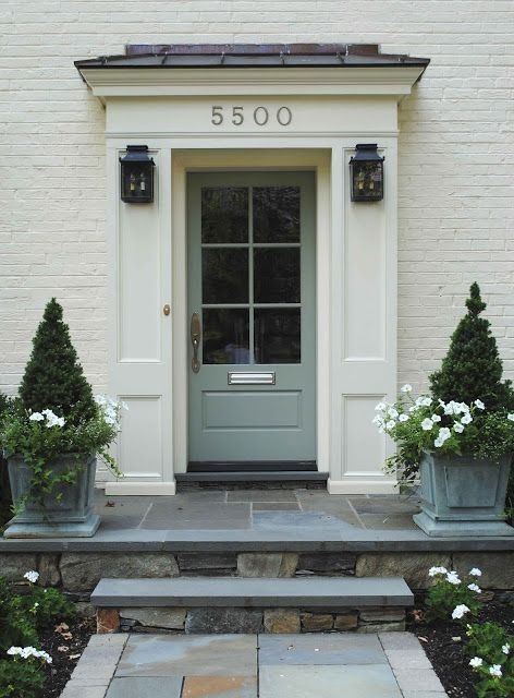 GORGEOUS FRONT DOORS! The ultimate guide for beautiful front door inspiration. Colonial Front Door Ideas, Colonial Front Door, Exterior Front Door Colors, Veranda Design, Front Door Planters, Painted Brick Exteriors, Victorian Front Doors, Front Door Steps, Door Planter