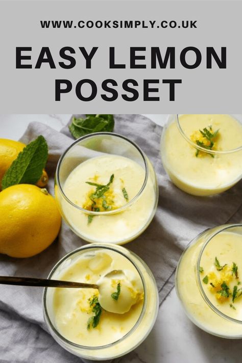 Lemon Posset Recipe Simple, Simple Dinner Party, Lemon Posset Recipe, Posset Recipe, Lemon Posset, Cold Dessert Recipes, Dinner Party Desserts, Chilled Desserts, Quick Dessert Recipes