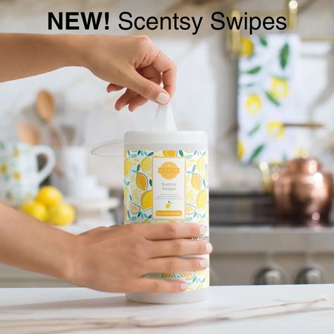 Convenient multipurpose disposable cleaning wipes quickly tackle everyday messes and add a burst of Scentsy fragrance with each swipe! 70 wipes, $13 Available in Squeeze the Day fragrance starting March 1, 2024 with the Scentsy Spring Summer 2024 Catalog Scentsy Cleaning Products 2024, Scentsy Spring Summer 2024 Catalog, Scentsy 2024 Spring, Scentsy Swipes, Scentsy Spring Summer 2024 Banner, Scentsy 2024, Scentsy Spring Summer 2024, Scentsy Catalog, Scentsy Oils