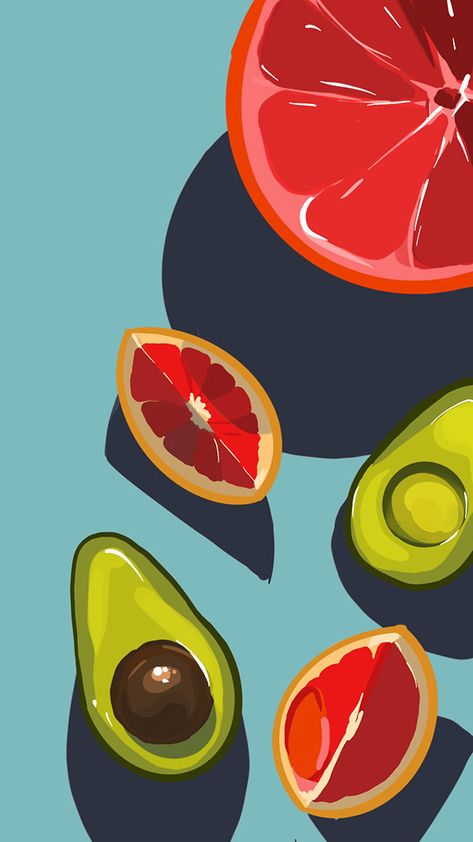 Digital Art Fruit, Easy Illustration Art Simple, Fruit Vector Art, Abstract Fruit Illustration, Fruits Acrylic Painting, Fruit Painting Easy, Cute Fruit Drawings, Fruit Illustration Design, Fruits Painting