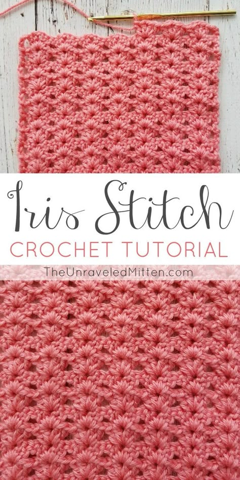 Iris Stitch Crochet Tutorial - The Unraveled Mitten Iris Stitch Crochet, Crochet For Beginners Blanket, Stitch Crochet, Crochet Stitches Tutorial, Crochet Instructions, Crochet Stitches Patterns, Tunisian Crochet, Crochet Stitch, Blanket Scarf