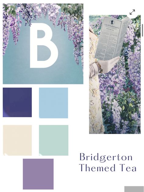 Bridgeton Color Palette, French Wedding Color Palette, Bridal Shower Color Palette, Bridgerton Wedding Color Palette, Bridgerton Inspired Crafts, Brigerton Theme Birthday Party, Bridgerton Themed Tea Party, Brigerton Theme Tea Party, Bridgerton Colors