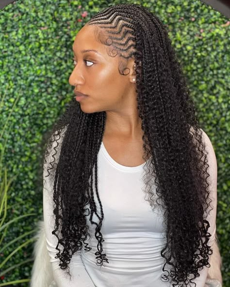 Half Sew In Half Knotless, Half Braids Half Cornrows Black Women, Cornrow All Back Hairstyles, Micro Cornrows, Half Cornrows Half Braids, Half Cornrows Half Curly Weave, Half Braids, Half Cornrows, Cornrows With Box Braids