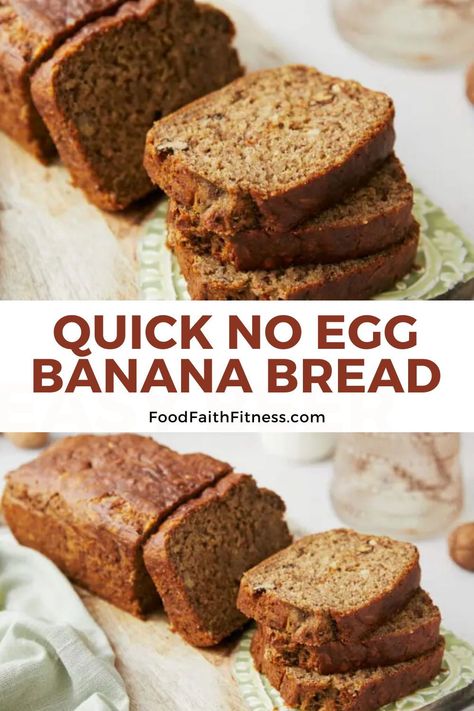 Enjoy every bite of this eggless banana bread, a perfect blend of sweetness and moistness without any eggs or dairy. No Egg Banana Bread, Banana Bread Recipe No Eggs, Egg Free Banana Bread Recipe, Banana Bread Without Eggs, Banana Bread No Eggs, Bread Recipe Without Eggs, Egg And Bread Recipes, Eggless Banana Bread, Baking Without Eggs