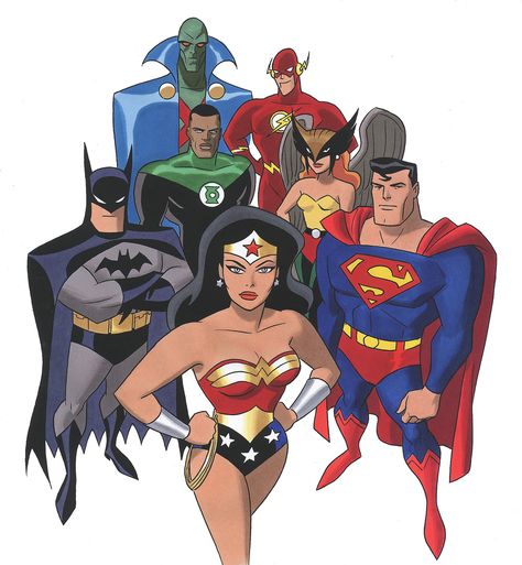 The Justice League. Justice League Animated, Superhero Shows, Justice League Unlimited, Martian Manhunter, Justice League Of America, Bruce Timm, Lynda Carter, Dc Comics Characters, Batman And Superman