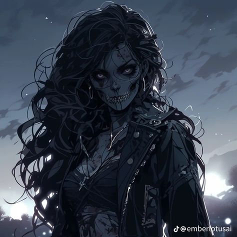 Anime Zombie Oc, Survivor Aesthetic Female, Zombie Art Drawing Character Design, Zombie Aesthetic Pfp, Anime Zombie Female, Dull Eyes Anime, Female Zombie Art, Female Zombie Character Design, Zombie Anime Character