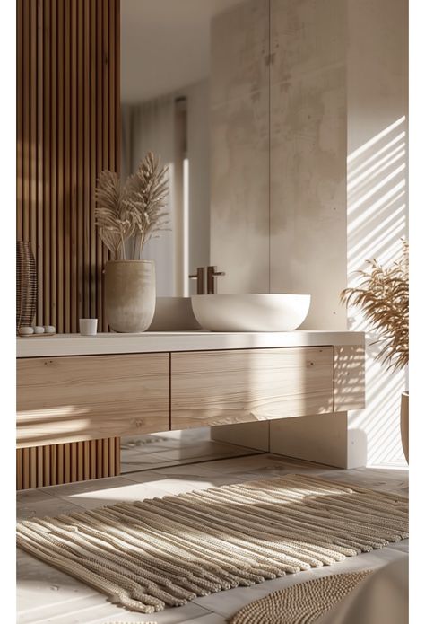 Nature Inspired Bathrooms, Scandinavian Interior Design Bathroom, Scandinavian Interior Decor, Wooden Bathroom Ideas, Scandi Bathroom Ideas, Scandinavian Toilet, Nordic Bathroom Scandinavian Style, Scandinavian Moodboard, Wall Storage Bathroom