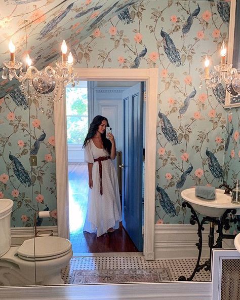 Bethany Ciotola, Colored Wallpaper, Full Length Wall Mirror, Decorated Room, Study Table Designs, Dream Bedroom Inspiration, New Victorian, Whimsical Home, House Room