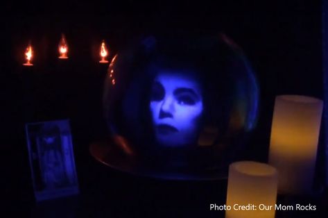 Diy Haunted Mansion Crystal Ball, How To Make Madame Leota, Diy Madame Leota Crystal Ball, Madame Leota Diy, Madam Leota Crystal Ball Diy, Haunted Mansion Aesthetic, Hunted Mansion, Madam Leota, Haunted Mansion Madame Leota