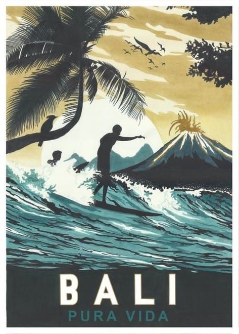 Mentawai Surf, Vintage Surf Posters, Vintage Beach Posters, Green Posters, Surf Posters, Summer Posters, Summer Graphics, Arugam Bay, Paradise Pictures