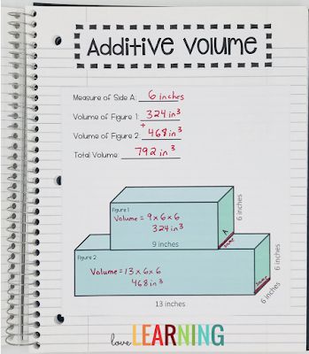 This Additive Volume idea is the perfect way to teach volume of composite figures to 5th graders! My students often struggle with this concept, so I created scaffolded practice sheets to help! Teaching Volume, Volume Math, Math Lab, Interactive Notes, I Love Math, First Grade Lessons, Math Notes, Fifth Grade Math, Math Tutor