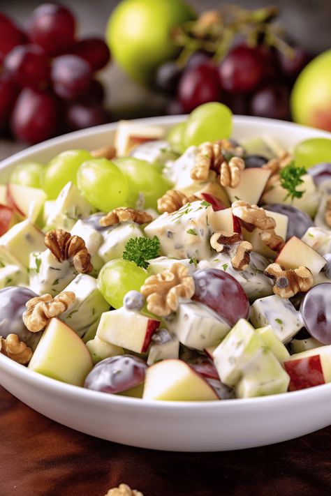 Classic Waldorf Salad - The Stay At Home Chef Easy Antipasto Salad, Classic Waldorf Salad, Waldorf Salad Recipe, Ambrosia Fruit Salad, Stay At Home Chef, Chef Salad, Waldorf Salad, Oven Roasted Turkey, Vegetarian Breakfast Recipes